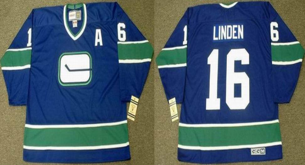 2019 Men Vancouver Canucks #16 Linden Blue CCM NHL jerseys->vancouver canucks->NHL Jersey
